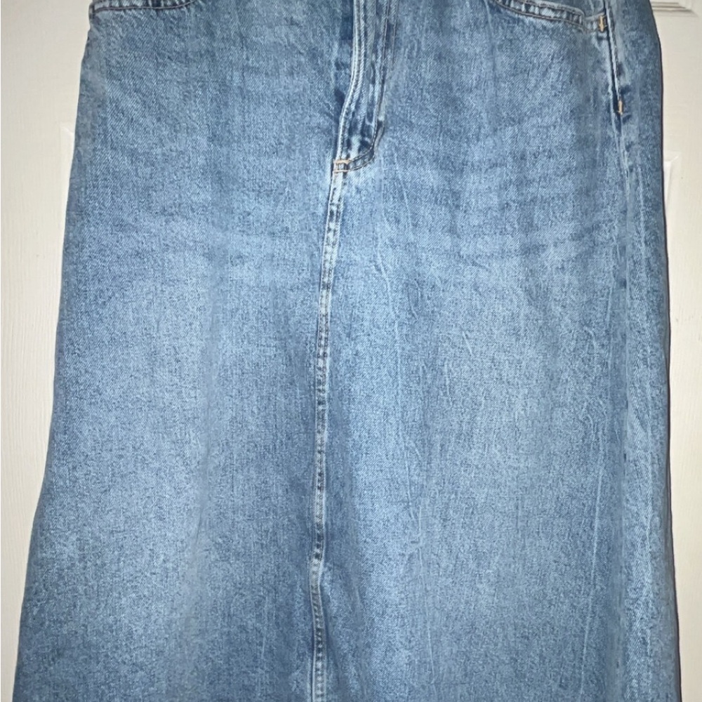 Zara Blue Midi Skirt Denim